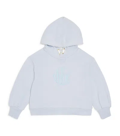 Chloé Kids' Cotton Embroidered Hoodie In Blue