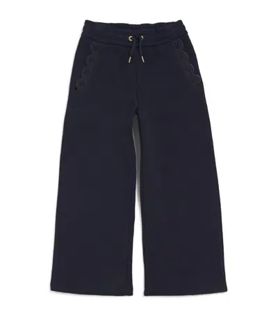 Chloé Kids' Cotton Embroidered Sweatpants (4-14 Years) In Navy