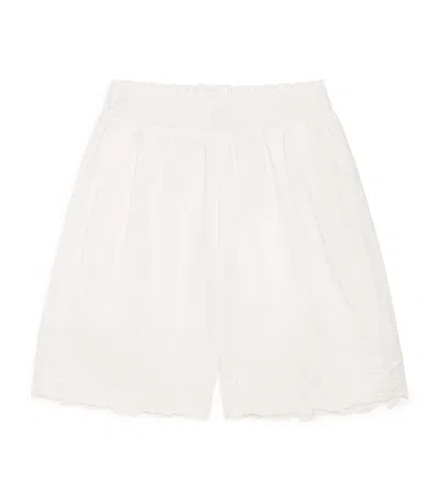 Chloé Kids' Cotton Embroidered Wide-leg Trousers In White