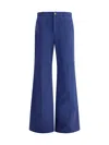 Chloé Flare Cotton Pants Belt Loops In Blue