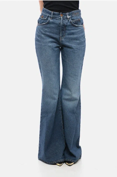 Chloé Cotton Flared Fit Denims 32cm In Blue