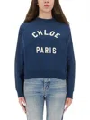 Chloé Cropped Round Neck Sweatshirt Clothing In Blue