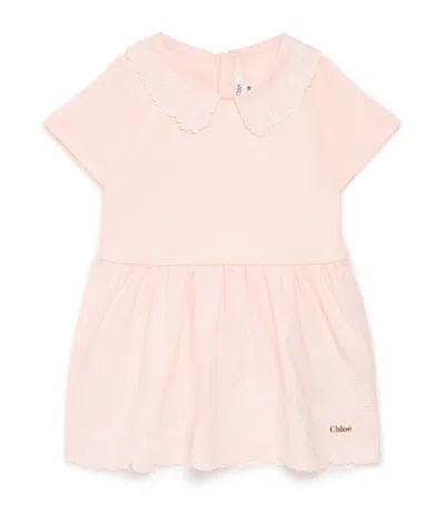 Chloé Kids' Cotton Floral Embroidered Dress In Pink