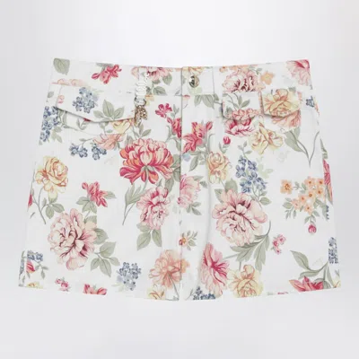 Chloé Cotton Floral Print Shorts In White