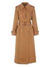 Chloé Double-breasted Leather-trimmed Cotton-gabardine Trench Coat In Brown