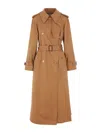 Chloé Long Water-repellent Beige Trench Coat In Cotton Gabardine In Brown