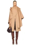 Chloé Cape-effect Layered Leather-trimmed Cotton-gabardine Trench Coat In Cheek