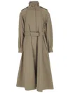 Chloé Long Trench Coat With Stand-up Collar In Cotton Gabardine