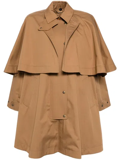 Chloé Cotton Gabardine Parka Coat In 褐色