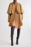 Chloé Layered Cape Collar Sleeves Mid-length Coat In Worn Brown