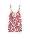 Chloé Cotton Henley Tank Top With All-over Floral Pattern In Red