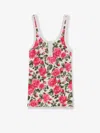 Chloé Cotton Henley Tank Top With All-over Floral Pattern In Red