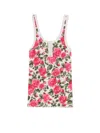 Chloé Cotton Henley Tank Top With All-over Floral Pattern In Red