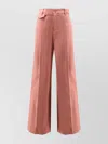 Chloé Cotton High Waist Flared Trousers With Back Pockets In Pink
