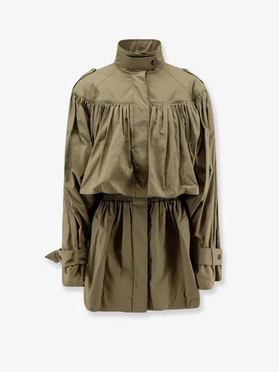 Chloé Cotton Jacket With Cotton Flounces In Green