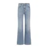 Chloé Blue High Waisted Jeans With Wide Leg And Logo Patch On The Rear In Denim Woman In Blue