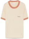 Chloé Rubber Print Logo Cotton T-shirt In Beige