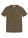 Chloé Logo Lettering T-shirt In Green