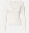 Chloé Women White Long-sleeve T-shirt With Logo Patch On The Front And Ribbed Knit In Cotton Woman In Neutral