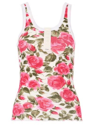 CHLOÉ CHLOÉ COTTON JERSEY HENLEY TANK TOP