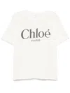 Chloé White Crewneck T-shirt With Logo Print On The Front In Cotton Woman In White