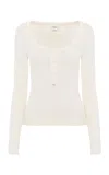Chloé Scoop-neck Henley Shirt In Cotton Jersey In White