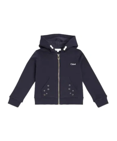 Chloé Kids' Cotton Jersey Sweatshirt In Black