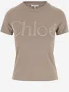 Chloé Cotton Jersey T-shirt With Logo In Powder Grey