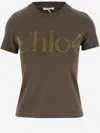 Chloé Logo Lettering T-shirt In Green