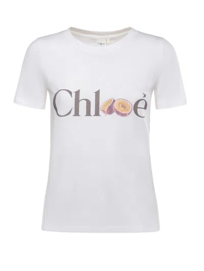 Chloé Passion Fruit Print Baby Fit Cotton Jersey T-shirt In White