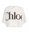 Chloé White Cropped Crewneck T-shirt With Maxi Logo Print On The Front In Cotton Woman In White