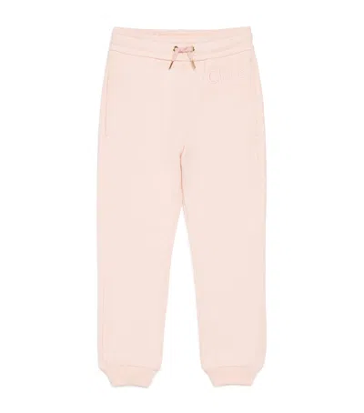 Chloé Kids' Cotton Logo Sweatpants In Pink