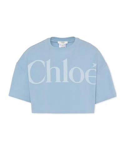 CHLOÉ CHLOÉ KIDS LOGO PRINTED CROPPED T-SHIRT