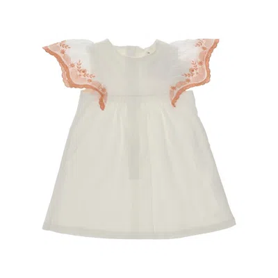 Chloé Cotton Mini Dress With Embroidered Ruffles Kids In White