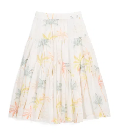 Chloé Kids' Cotton Palm Print Skirt In Multicoloured