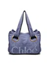 Chloé Beach Tote Bag Eyelets Oversized In Blue