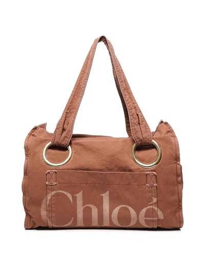 Chloé Cotton Plage Tote Bag In Nude