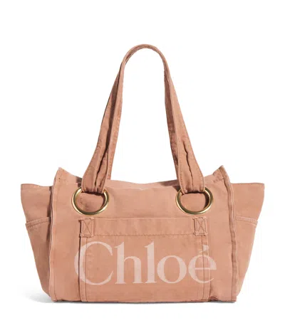 Chloé Cotton Plage Tote Bag In Pink