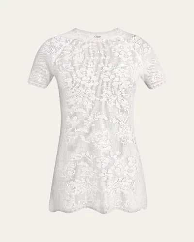 Chloé Cotton Pointelle Mini Dress In White