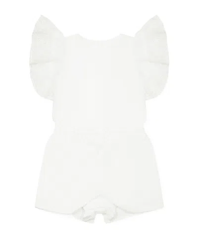 Chloé Kids' Cotton Poplin Overall In White