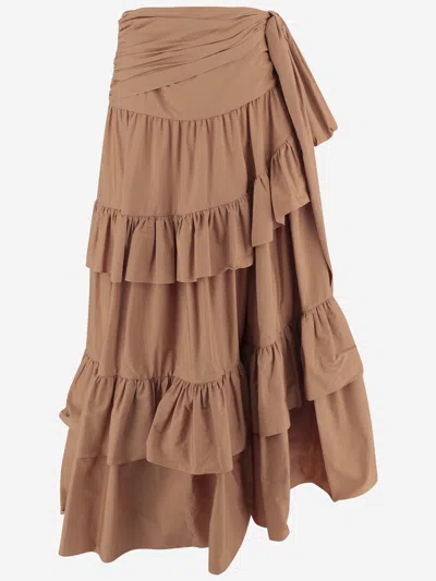 Chloé Ruffled Maxi Skirt In Brown