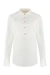 Chloé Buttoned Cotton Tuxedo Shirt In Beige