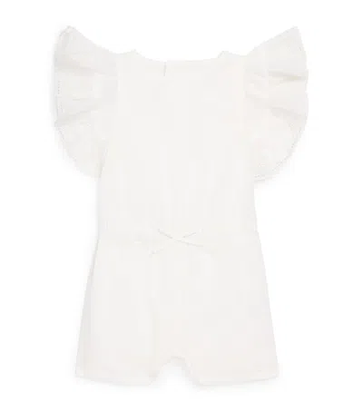 Chloé Kids' Cotton Ruffle Playsuit In White