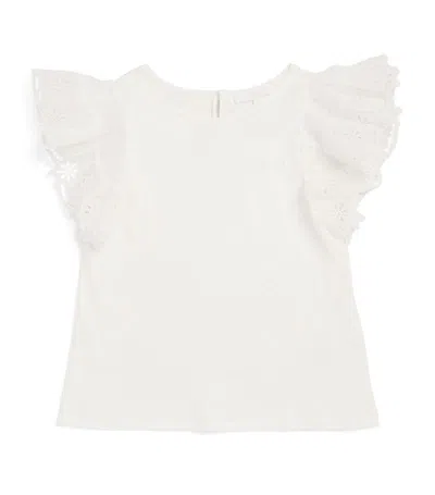 Chloé Kids' Cotton Ruffle-sleeve Blouse (4-14 Years) In White