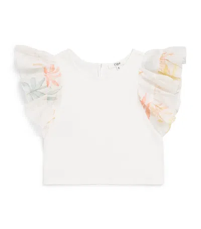 Chloé Kids' Cotton Ruffle-trim Blouse In White
