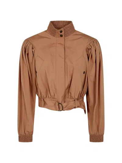 Chloé Cotton Ruffled Jacket In Brown