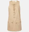Chloé Satin Cotton Dress With Button And Slit In Beige