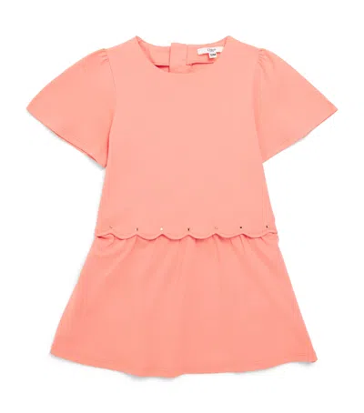 Chloé Kids' Cotton Scallop-trim Dress In Pink