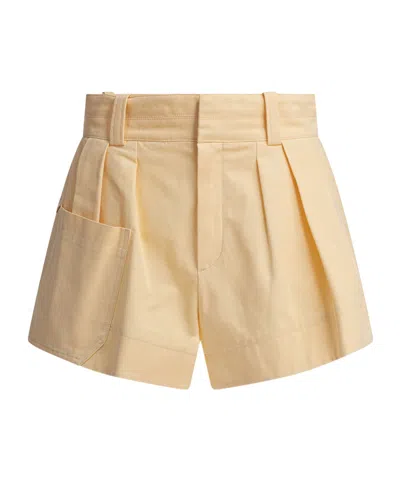 Chloé Cotton Canvas Mini Shorts In Pink