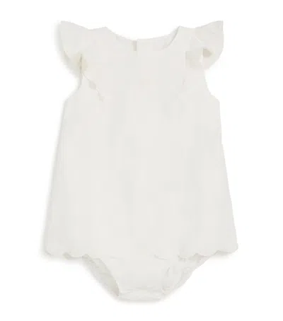Chloé Kids' Cotton-silk Embroidered Bodysuit In White